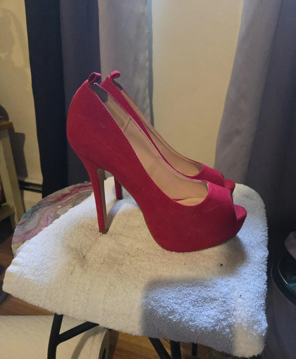 Dream Pairs Red Peep Toe High Heel Shoes