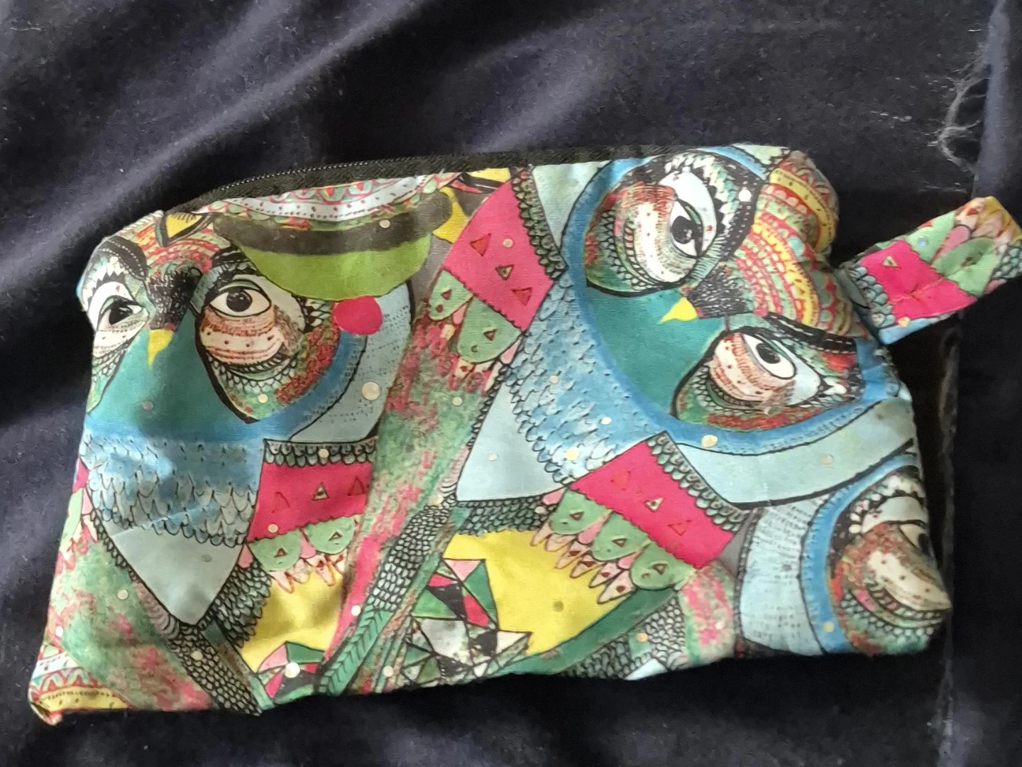Quirky Bird Print Zippered Pouch