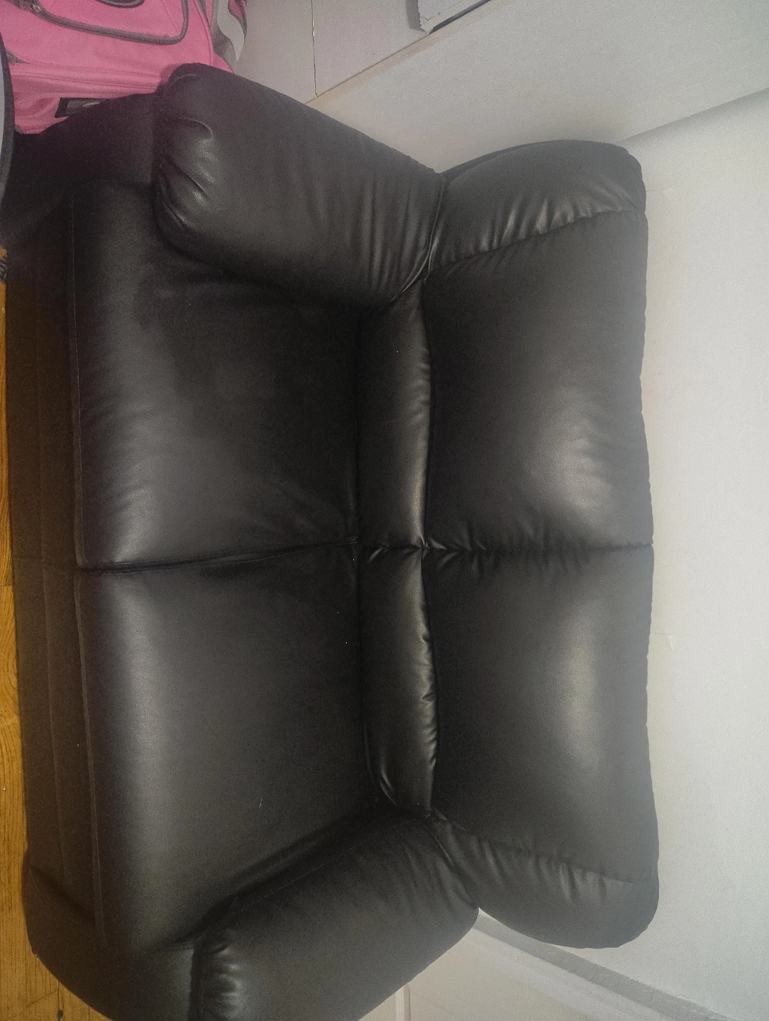 Black Faux Leather Loveseat