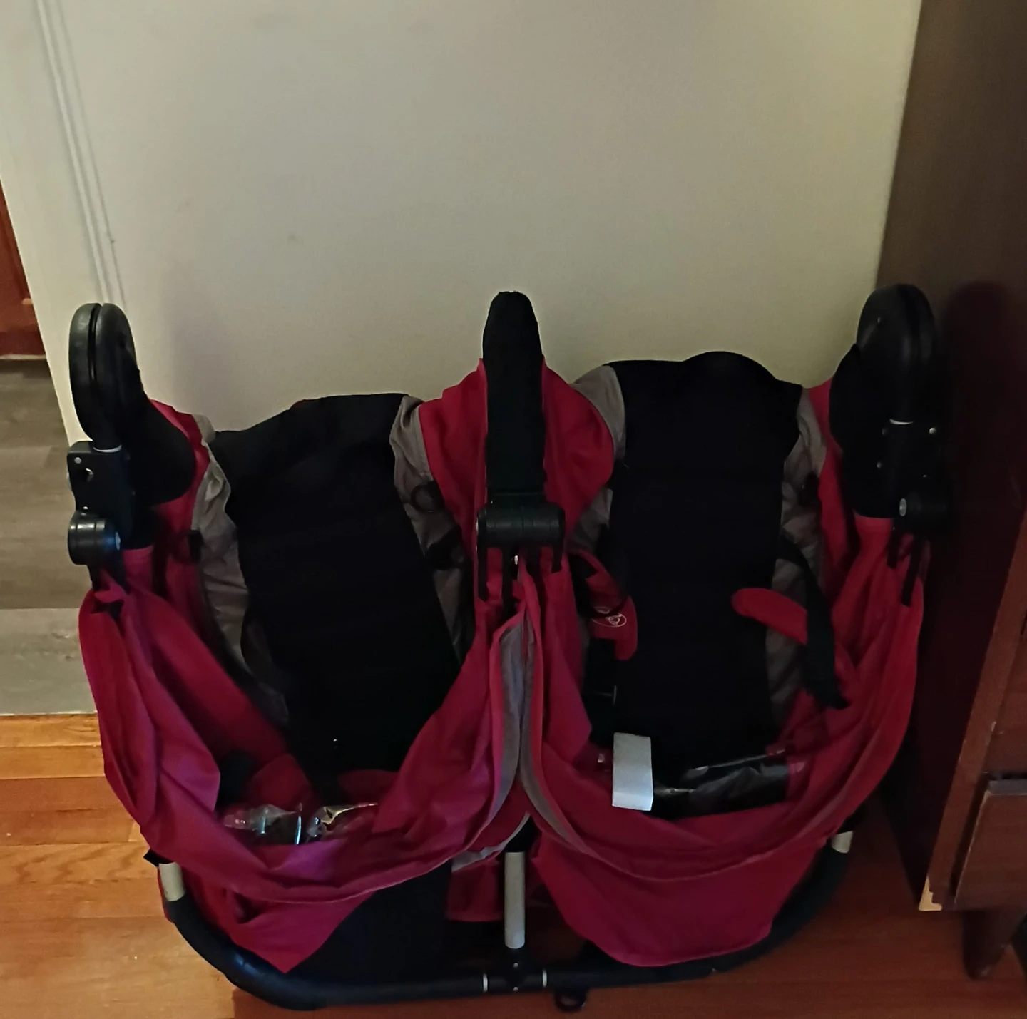 Red and Black Double Stroller