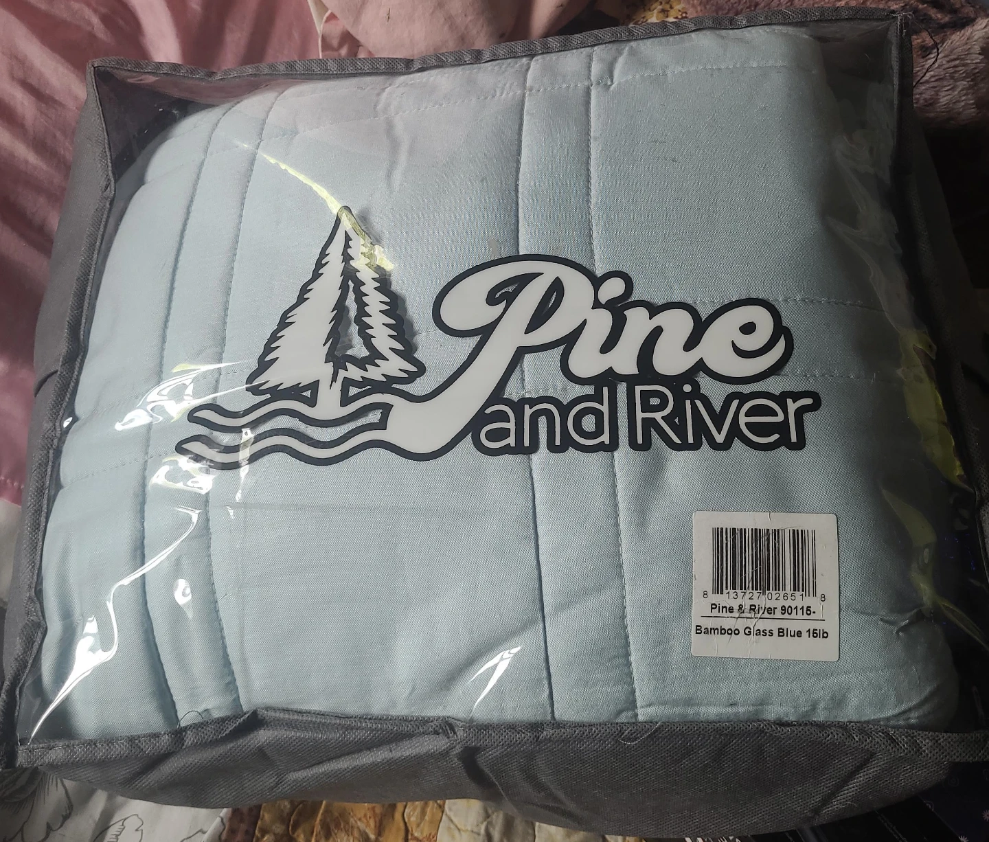 Pine & River Bamboo Glass Cool Blue 15lb Weighted Blanket
