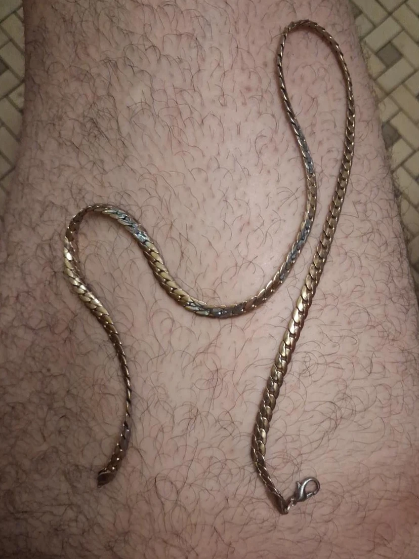 Gold Tone Herringbone Chain Necklace