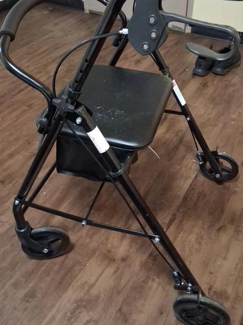 Black Folding Walker with Seat
