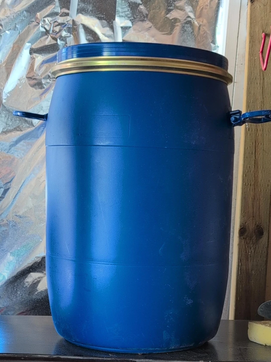 Blue Plastic Barrel with Clamp Lid $15 each