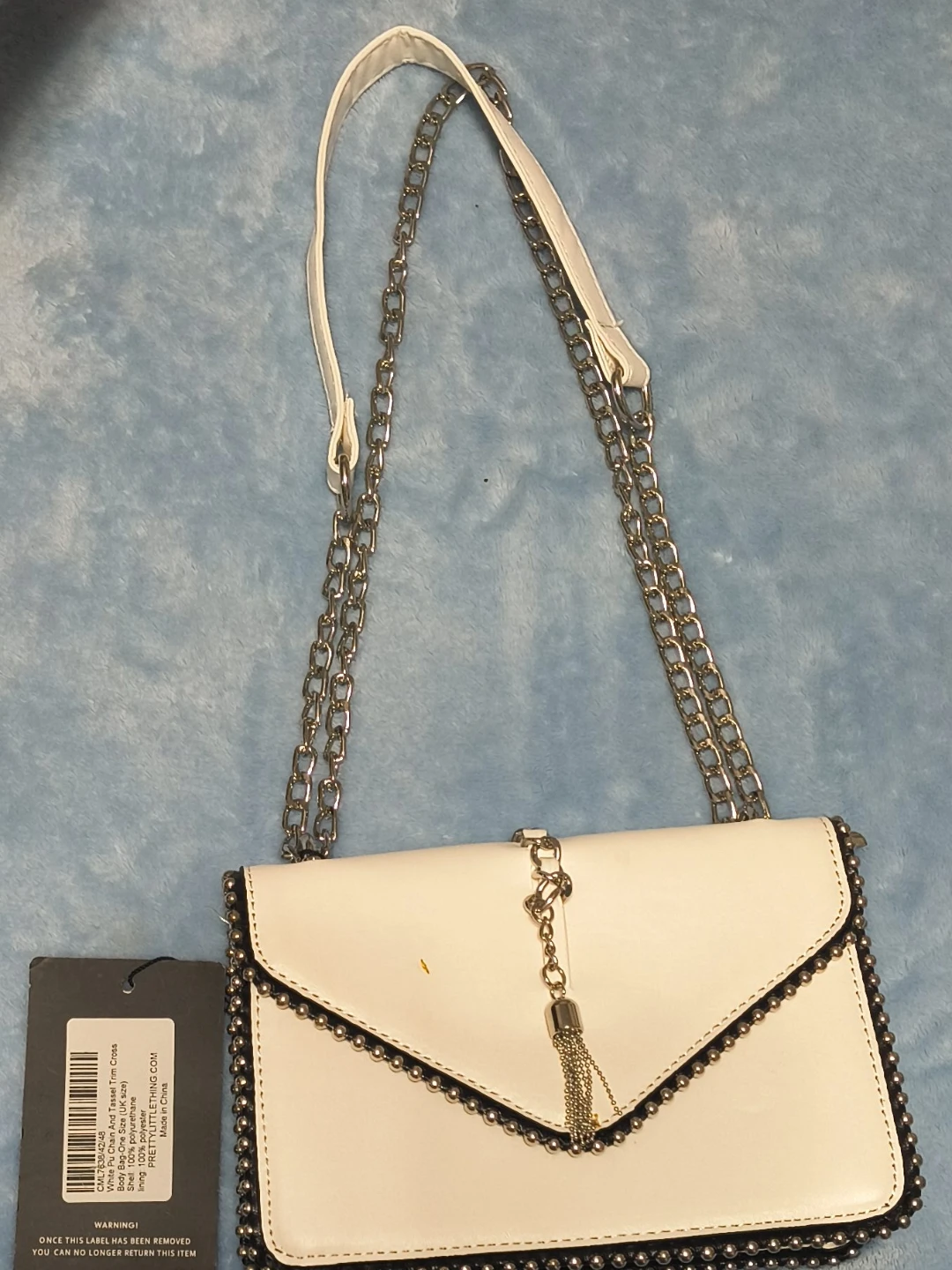 White Studded Envelope Crossbody Bag