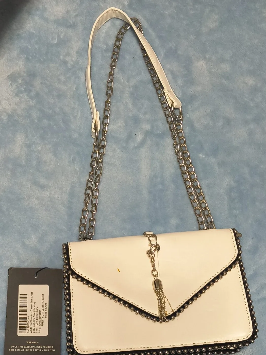 White Studded Envelope Crossbody Bag