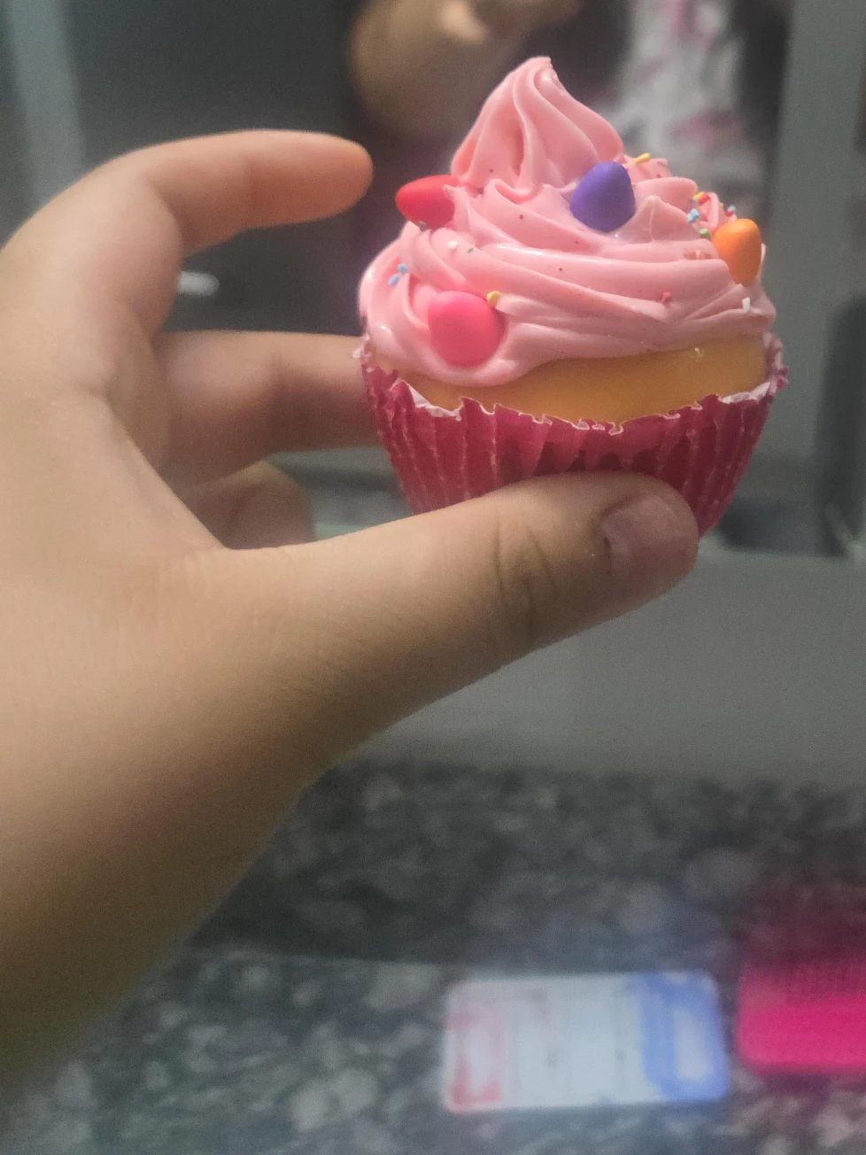 Pink Frosted Cupcake Toy with Sprinkles