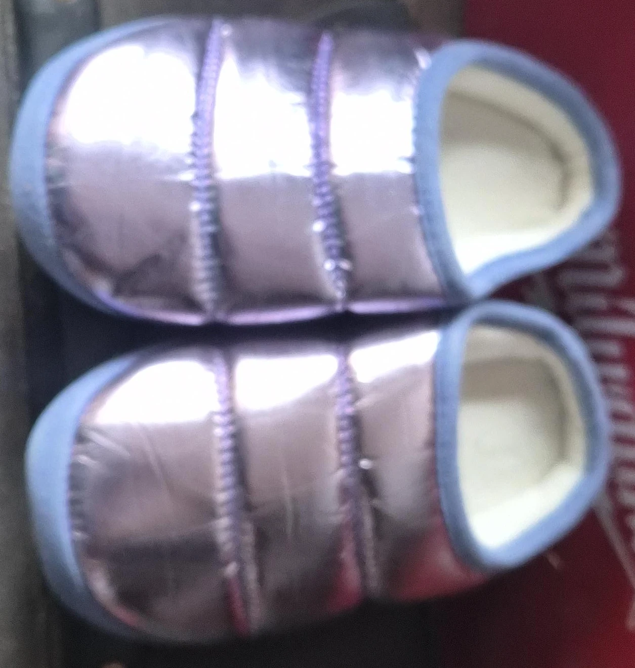 Light purple puffy slippers