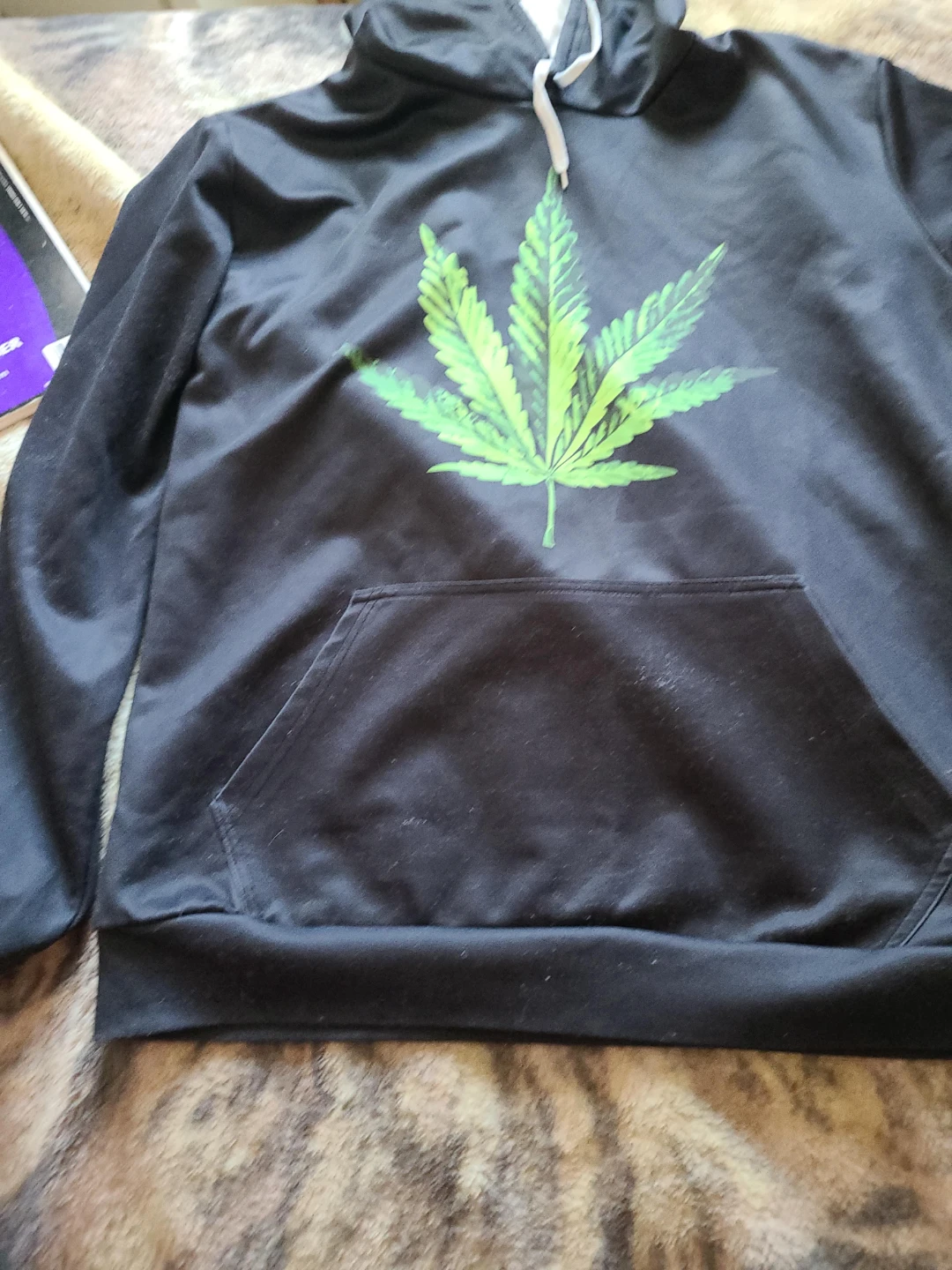 Black Hoodie with Marijuana Leaf Graphic