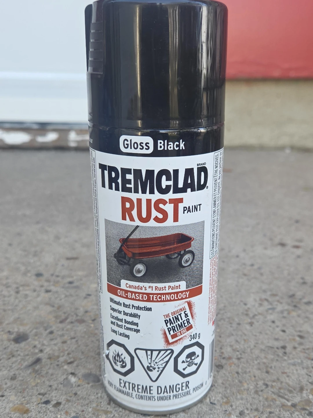 Tremclad Gloss Black Rust Paint Spray Can - 340g