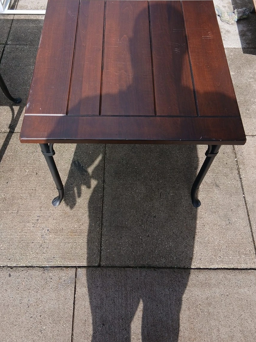 Dark Wood Dining Table with Metal Legs