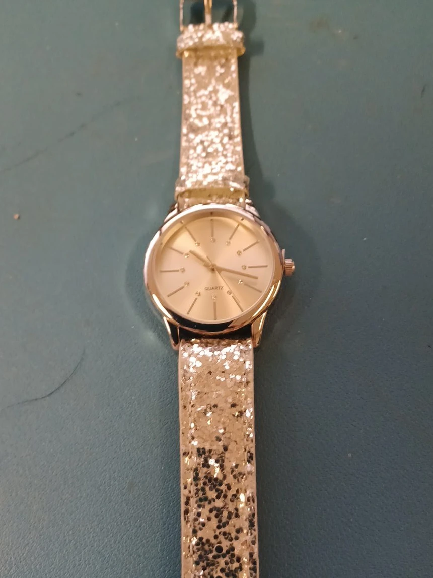 Sparkly Glitter Band Quartz Watch - Rose Gold Tone