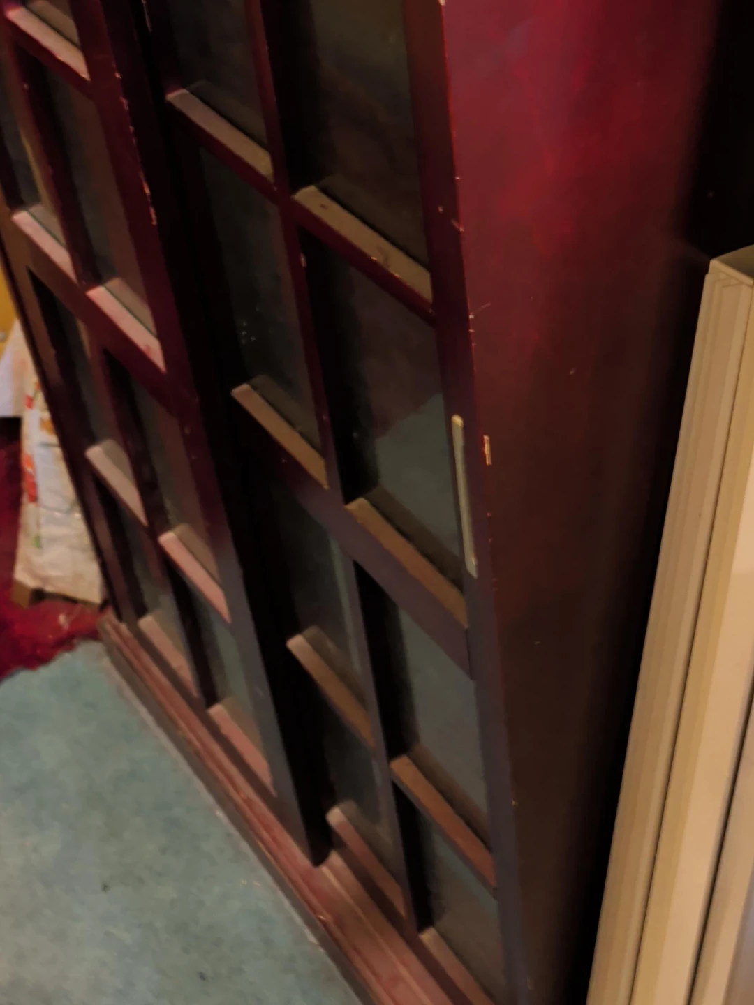 Dark Wood Display Cabinet with Glass Doors