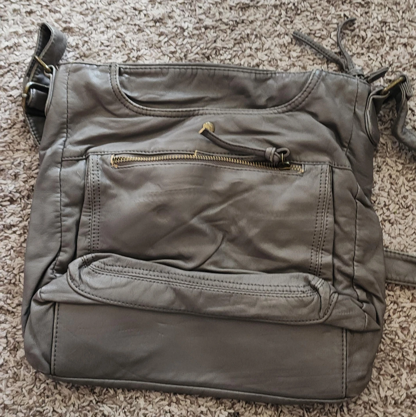 Scarleton Grey Faux Leather Crossbody Bag