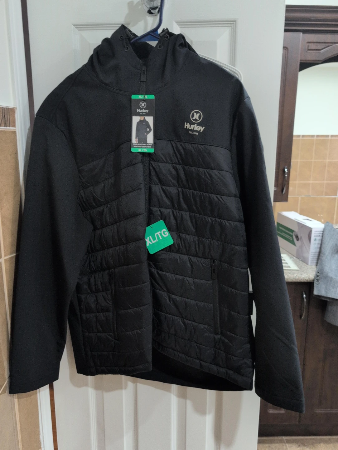 Hurley Men's Puffer Jacket - Black - XL/TG