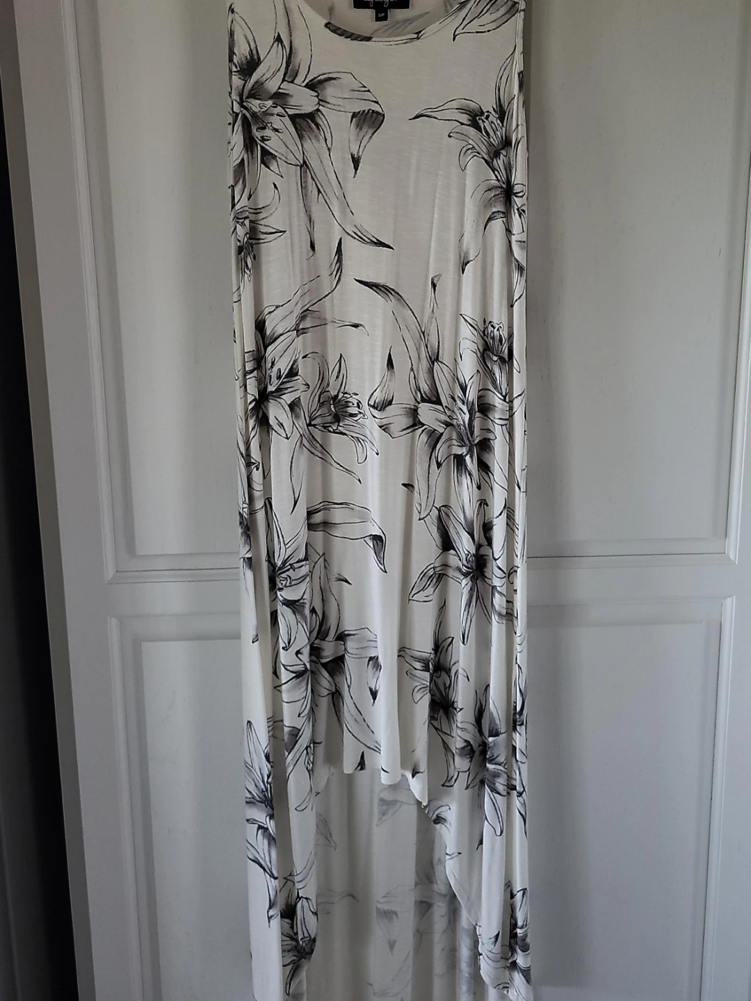 White Maxi Dress with Lily Print