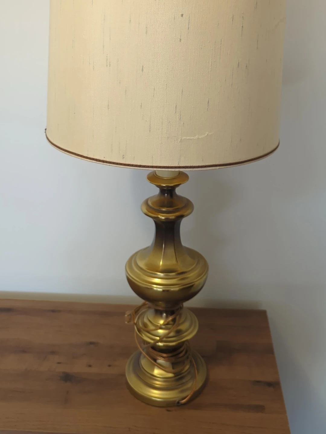 Vintage Brass Table Lamp with Cream Shade
