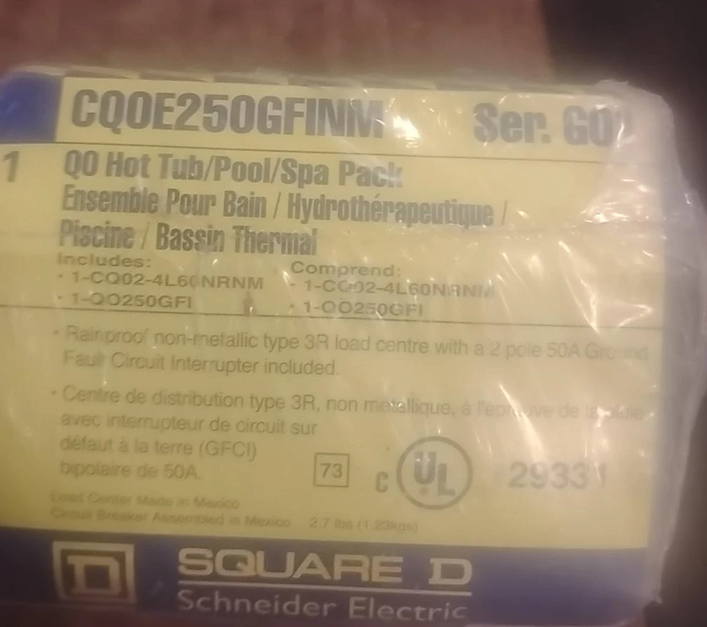 Square D QO Hot Tub/Pool/Spa Pack CQOE250GFINM