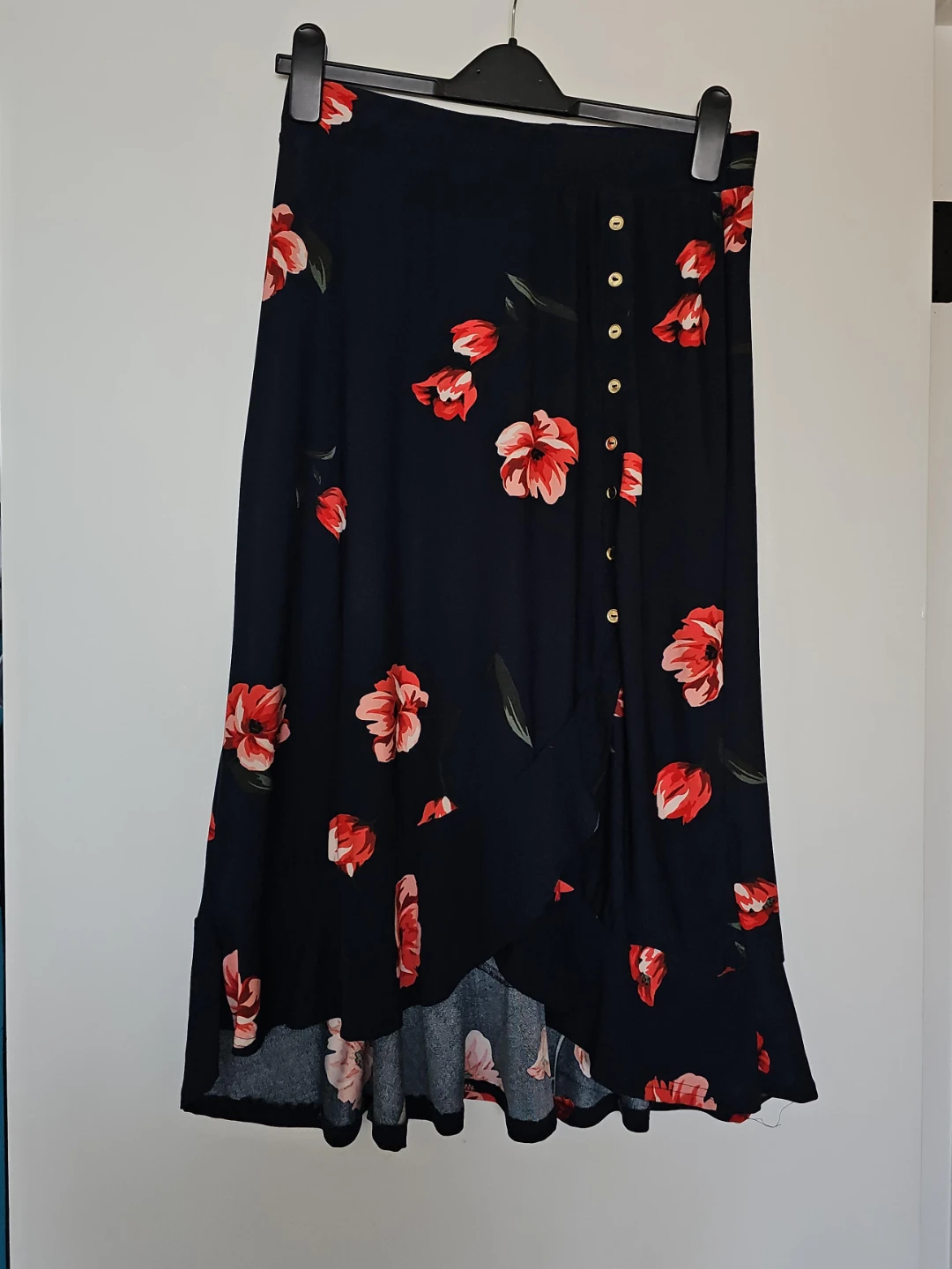 Navy Floral Wrap Skirt