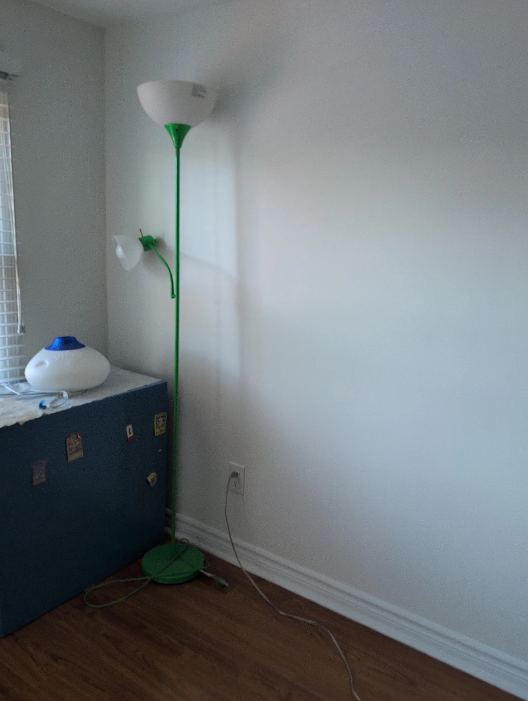Green and White Floor Lamp with Two Lights