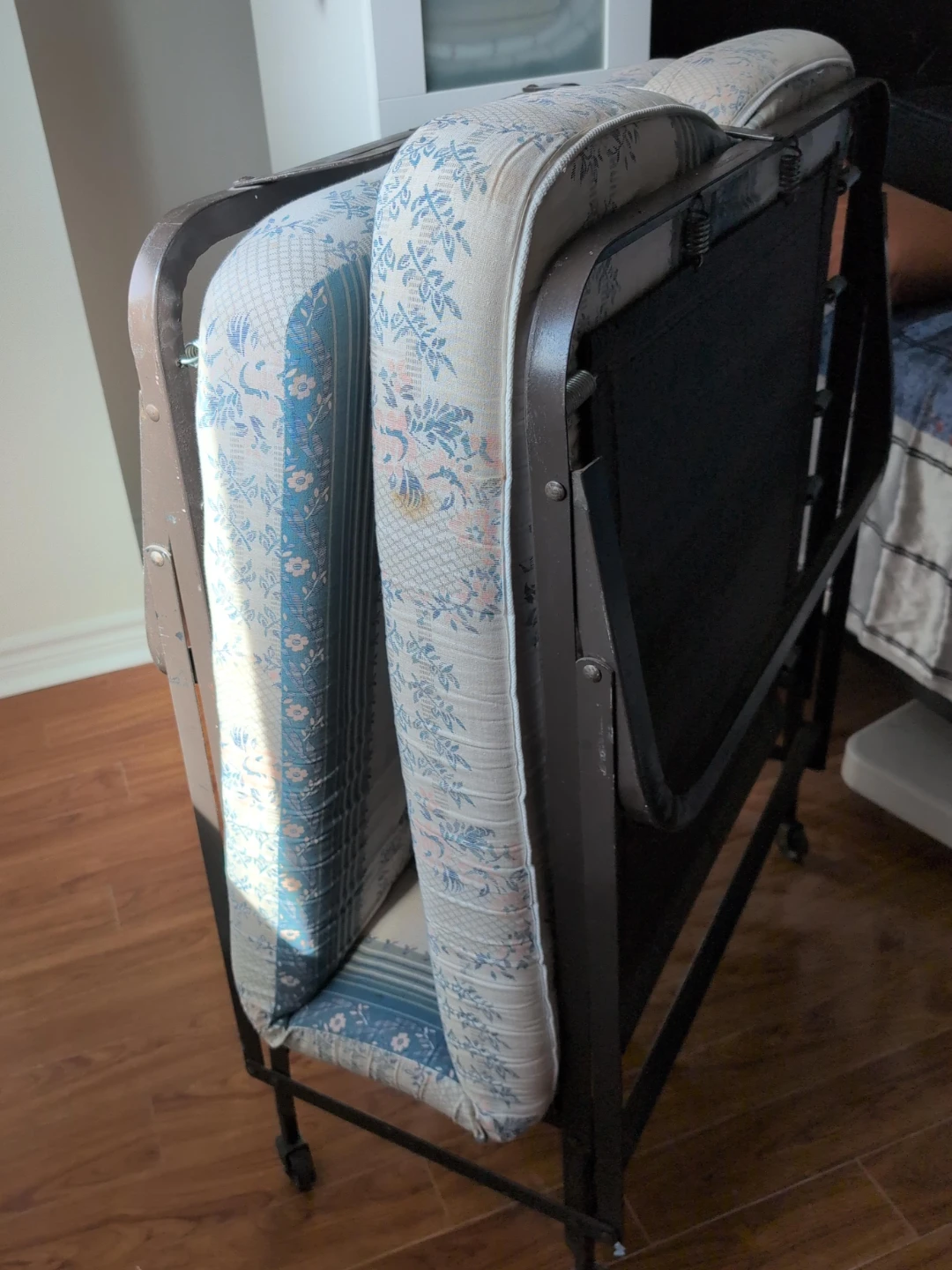 Folding Bed Frame with Floral Mattress