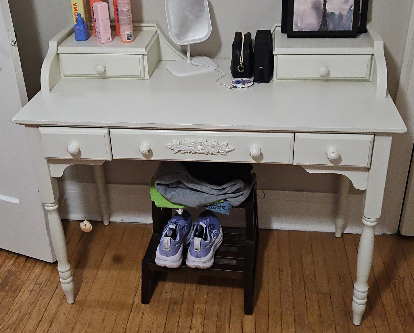 White Vanity Desk with Drawers