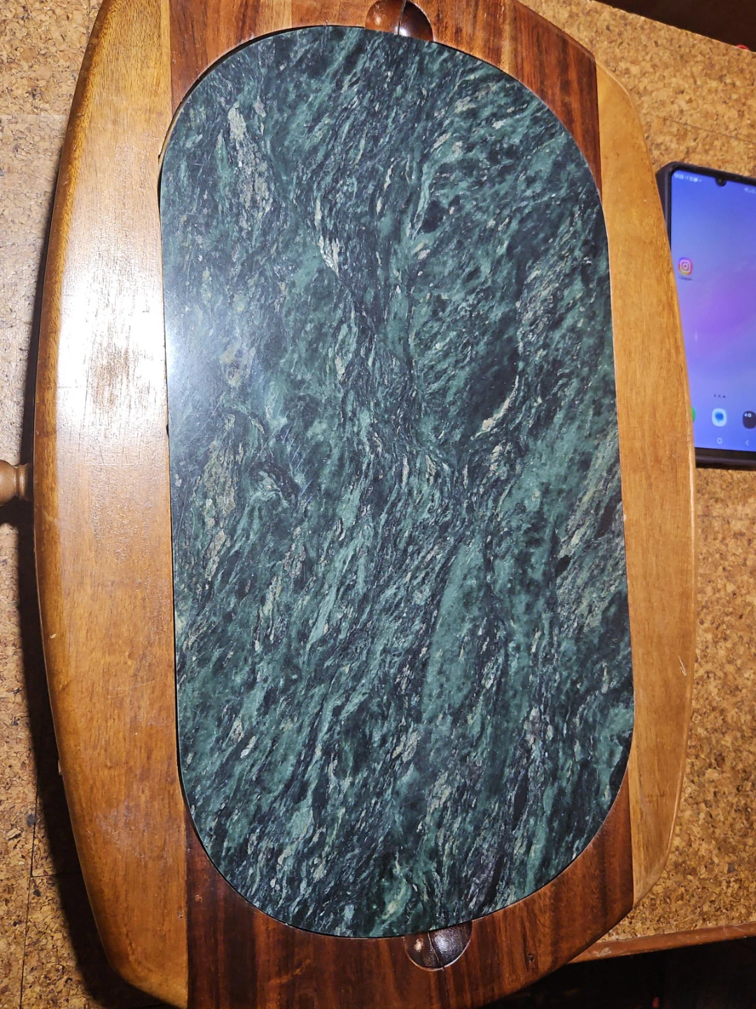 Wooden Lap Desk with Marble Inlay and Drawer