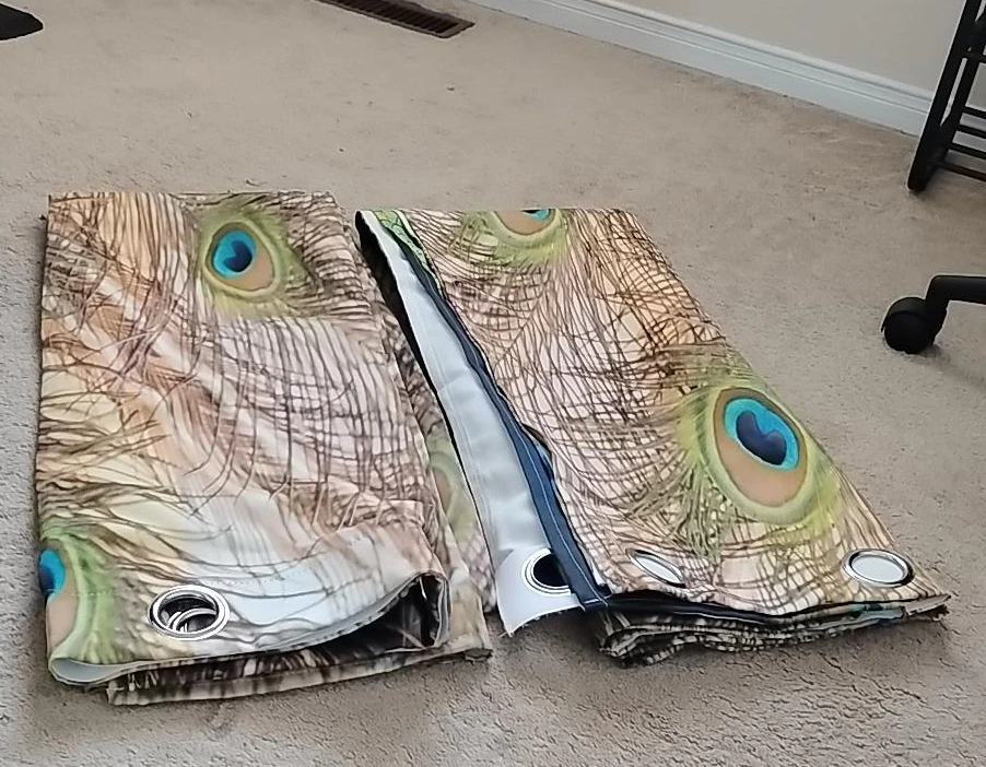 Peacock Feather Print Curtains - Set of 2