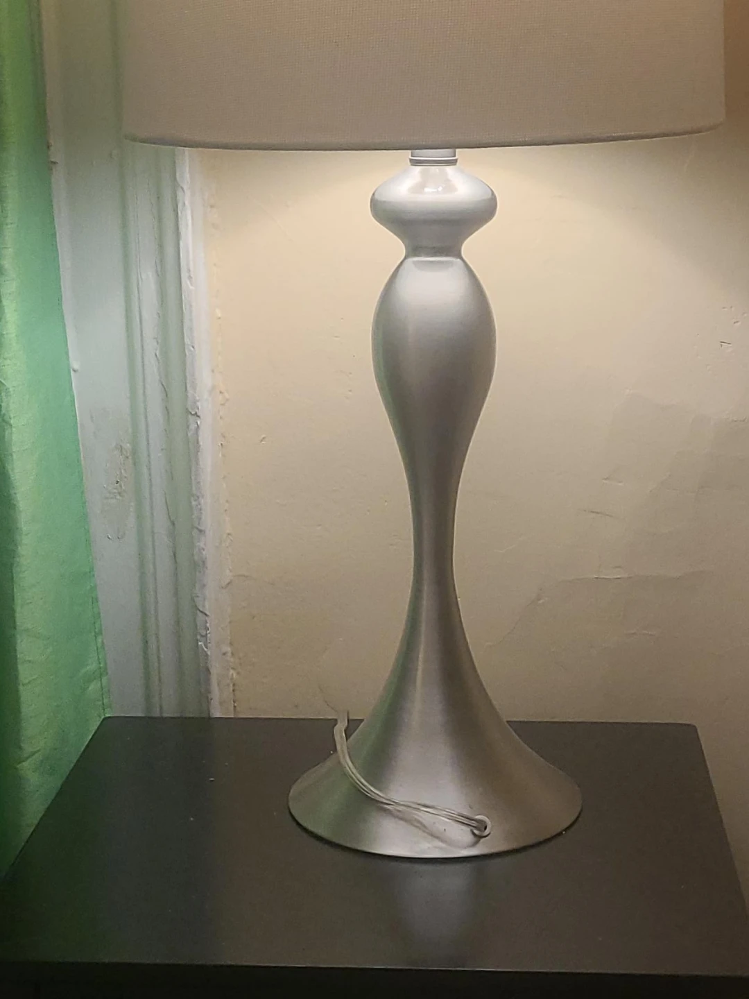 Silver Table Lamp with Drum Shade