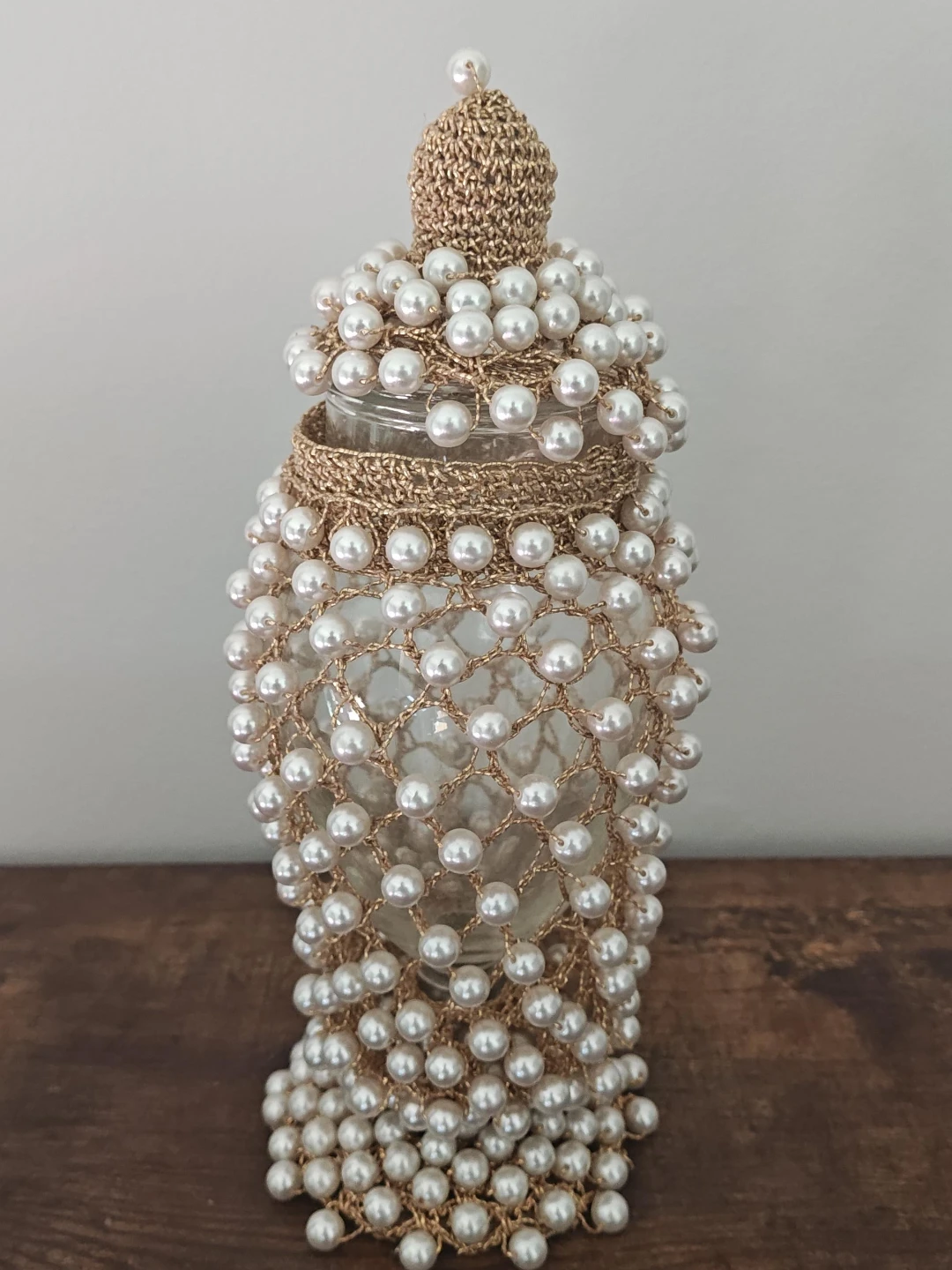 Decorative Beaded Jar with Lid