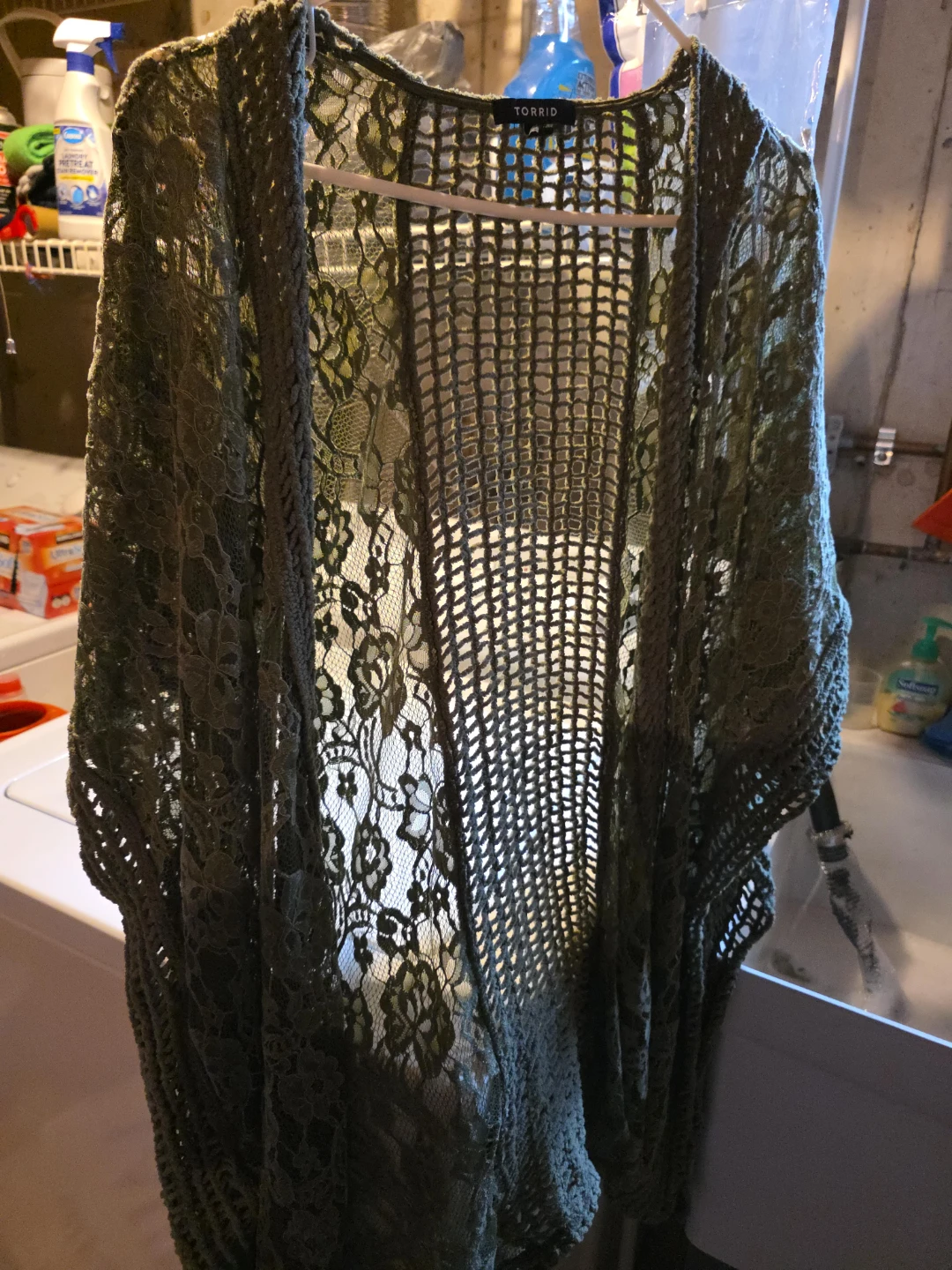 Torrid Olive Green Lace Kimono Cardigan