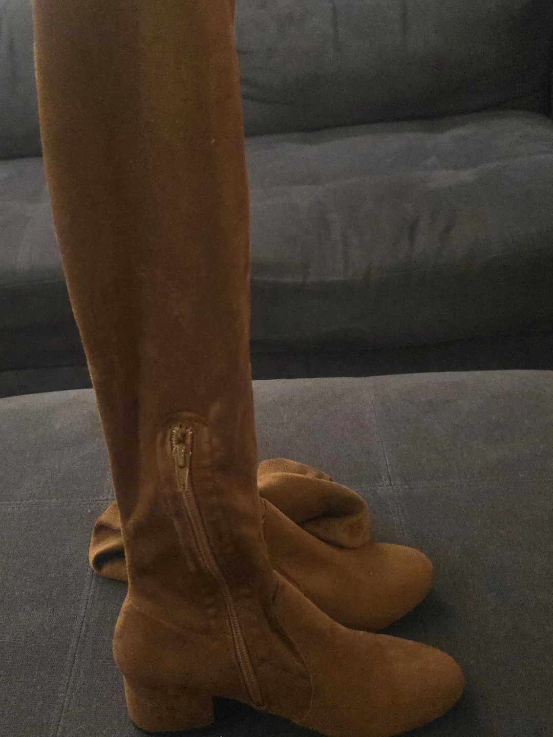 Brown Suede Knee-High Boots
