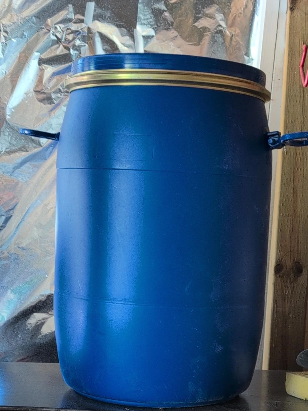 Blue Plastic Barrel two for $40