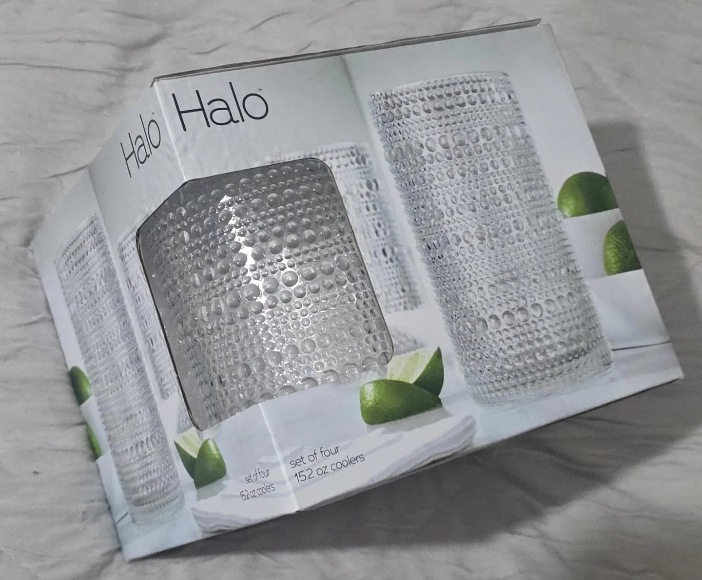 Halo Set of 4 Bubble Texture Cooler Glasses