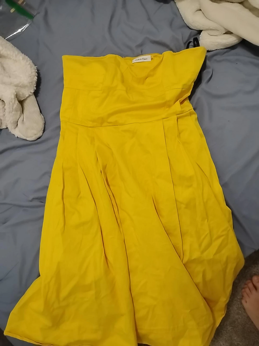 Calvin Klein Yellow Strapless Dress Size M
