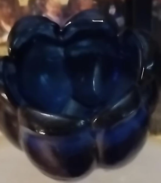 Blue Glass Rose Bowl
