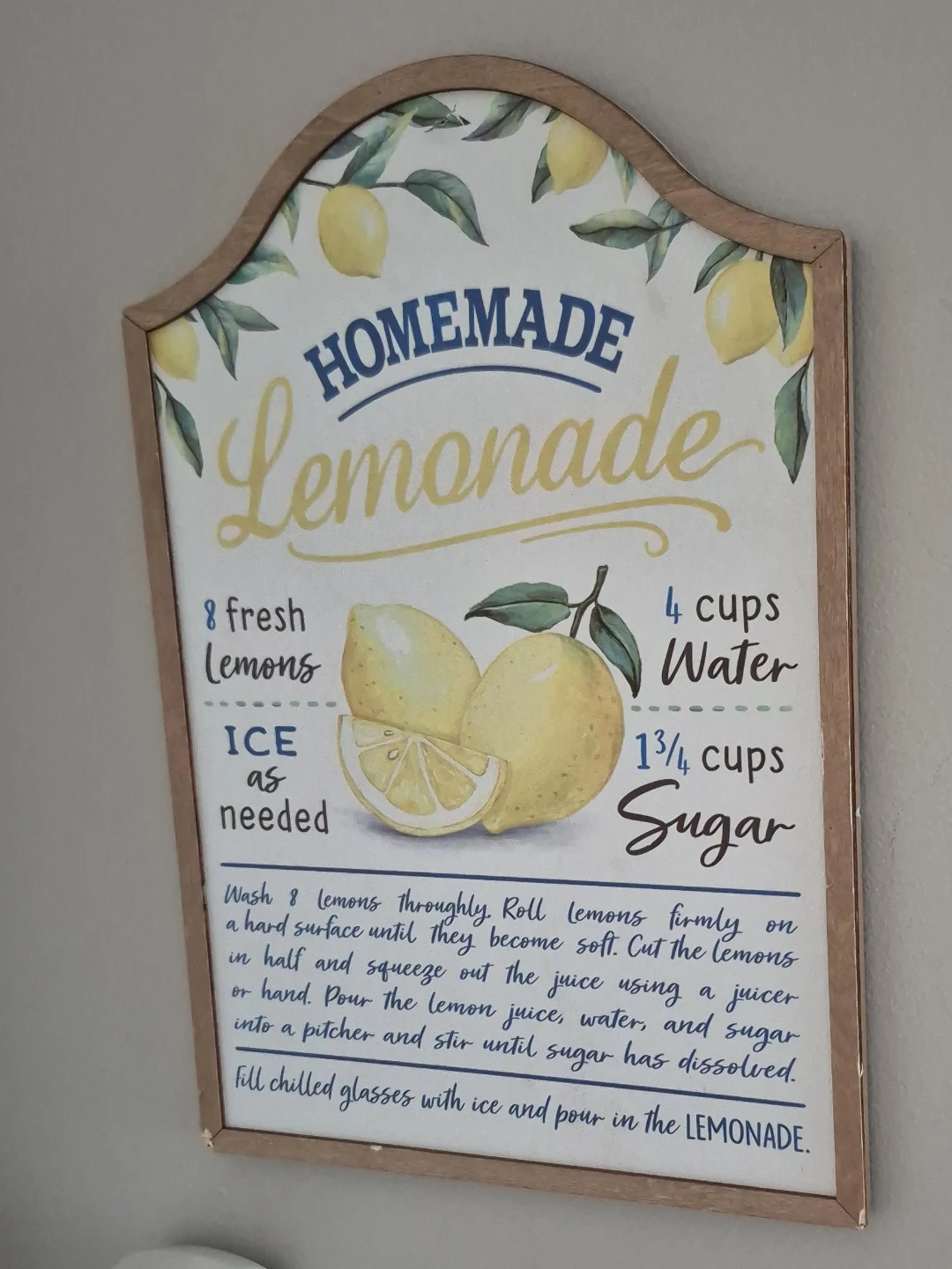 Homemade Lemonade Recipe Sign