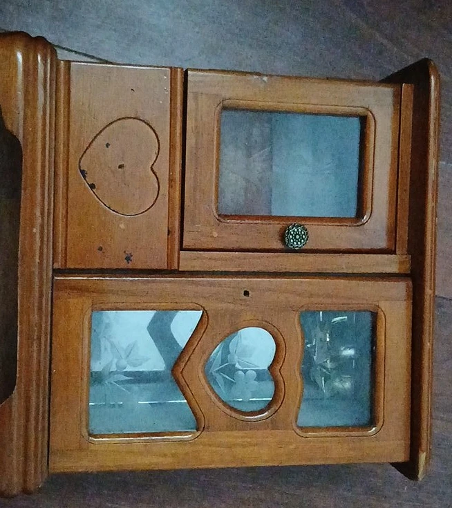 Wooden Jewelry Box with Glass Insets