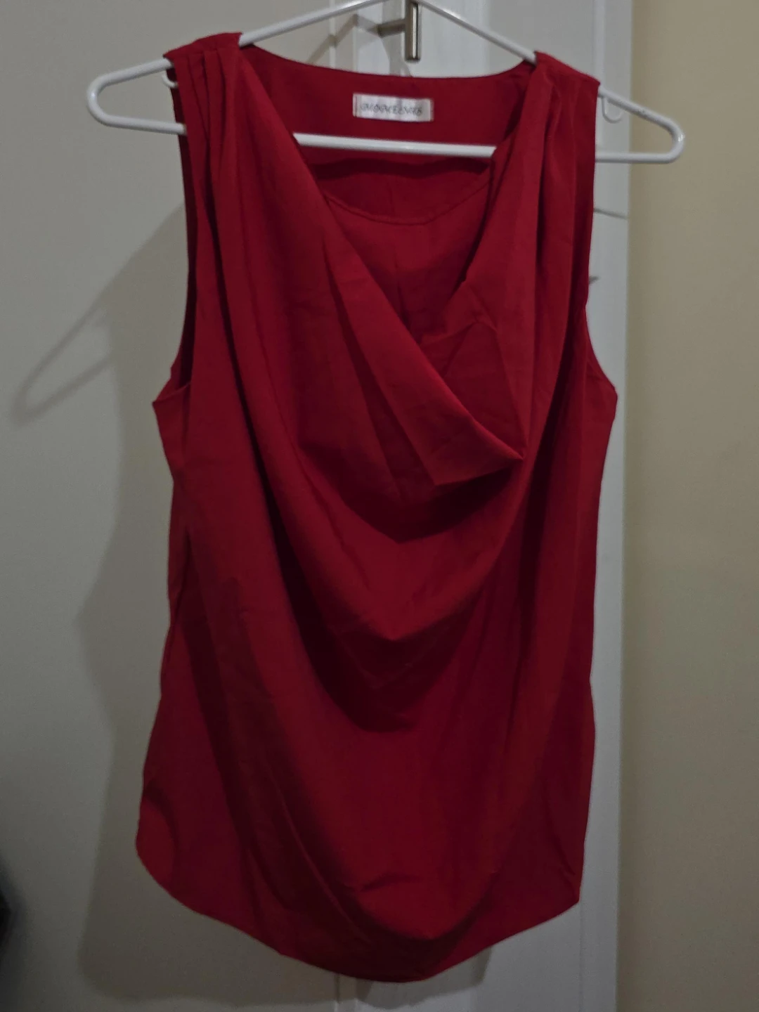 Red Sleeveless Drape Neck Top