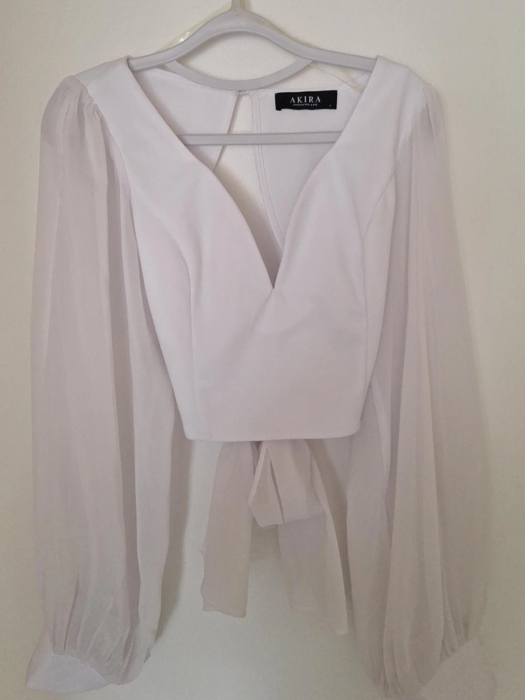 Akira White Sheer Sleeve Blouse