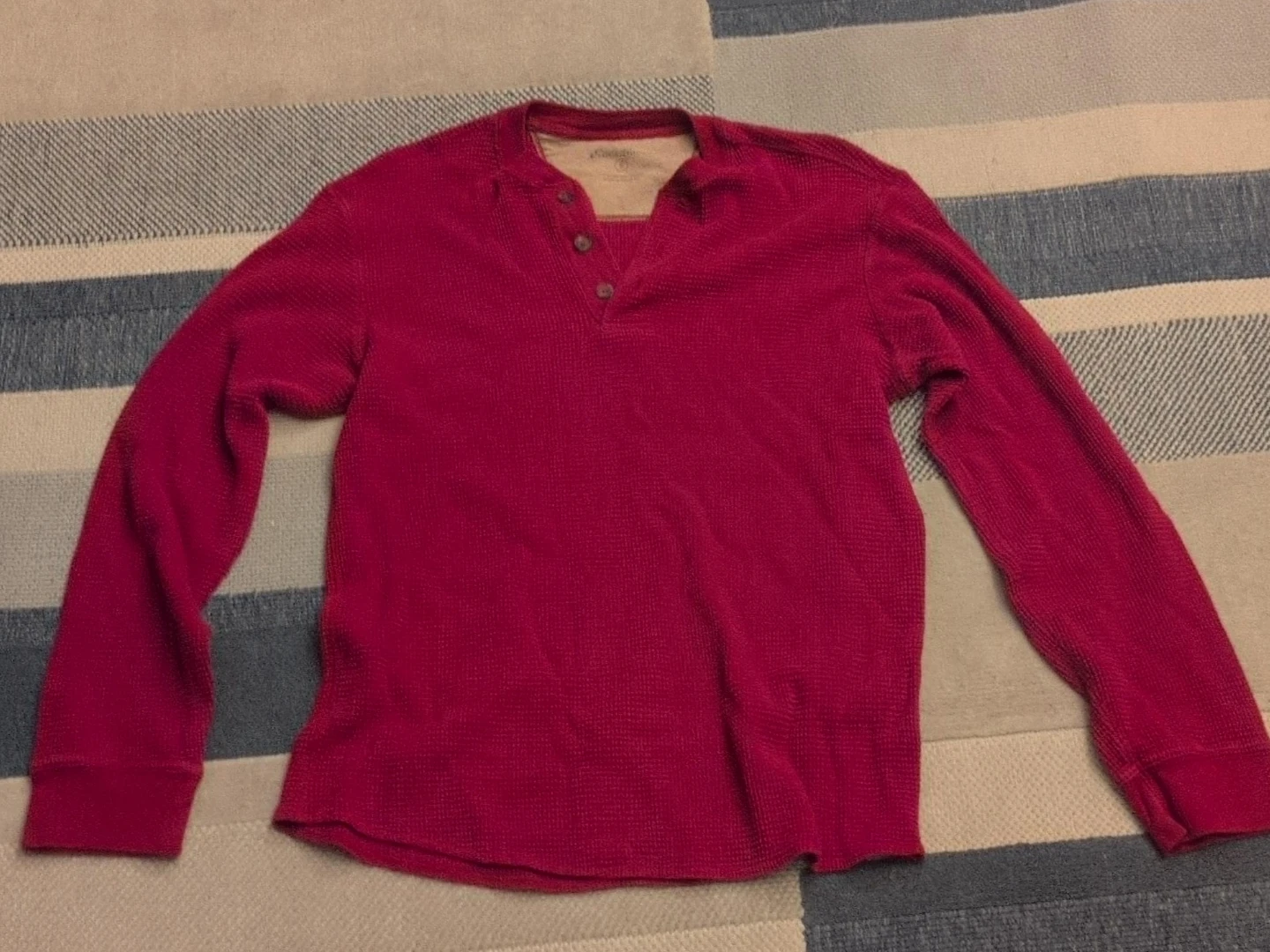 George Long Sleeve Waffle Knit Henley Shirt