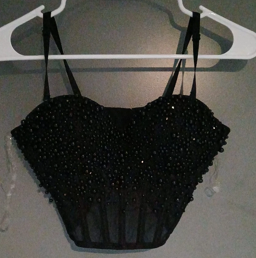 Hearts. Rob Black Beaded Corset Top