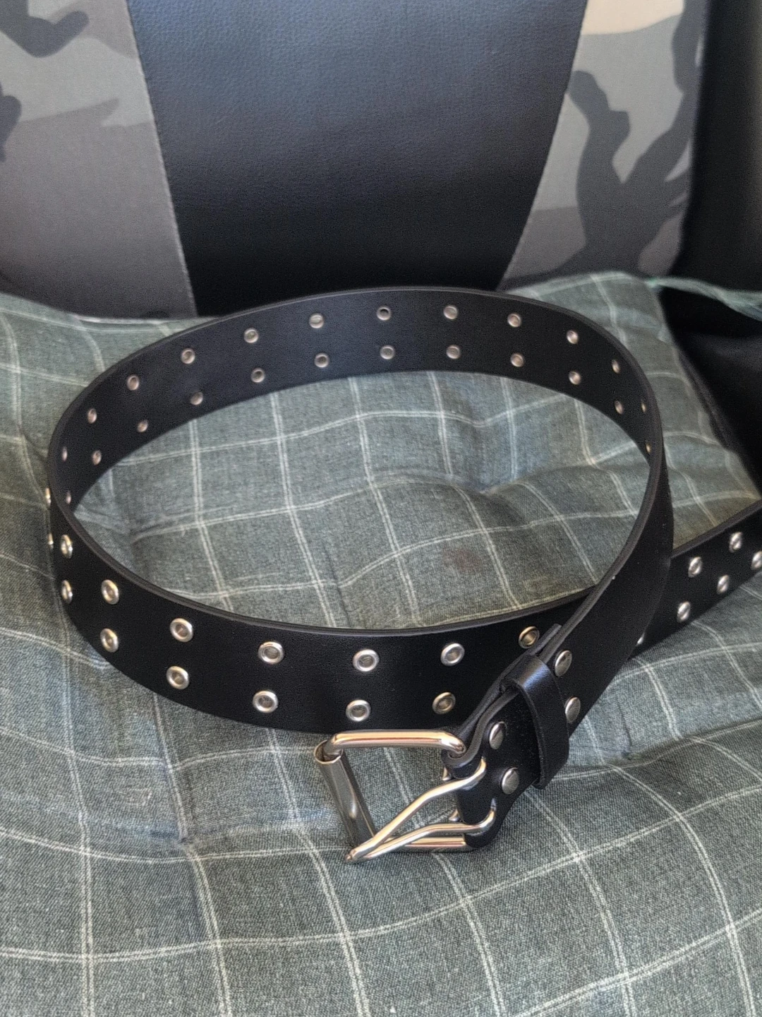 Black Double Prong Studded Belt