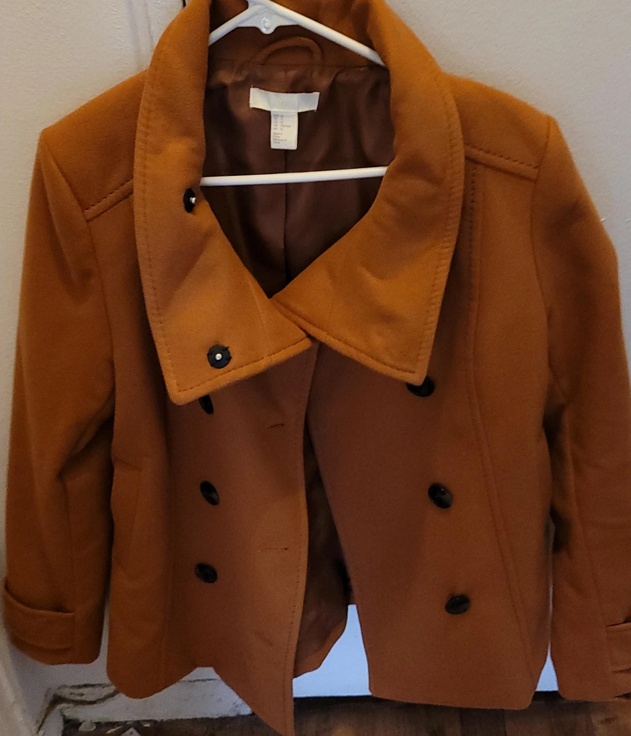 H&M Double Breasted Wool Blend Coat - Burnt Orange