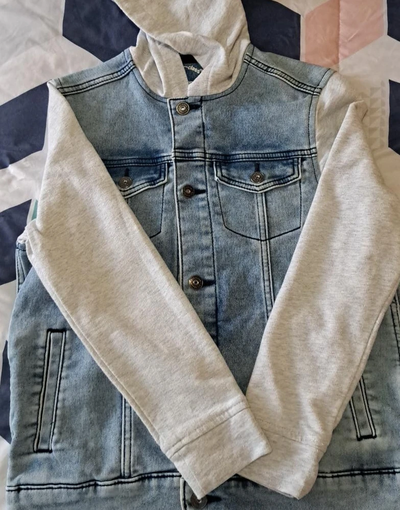 Art Class Denim & Fleece Hooded Jacket Size L (10/12)