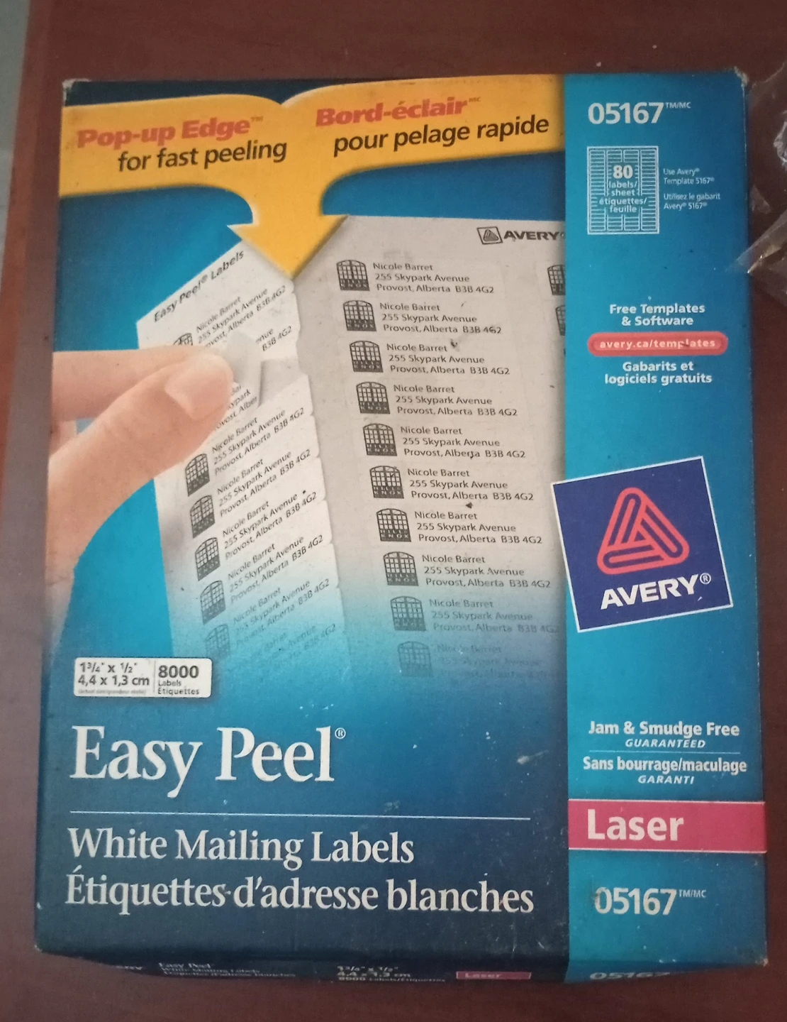 Avery 05167 Easy Peel White Mailing Labels - 8000 Labels