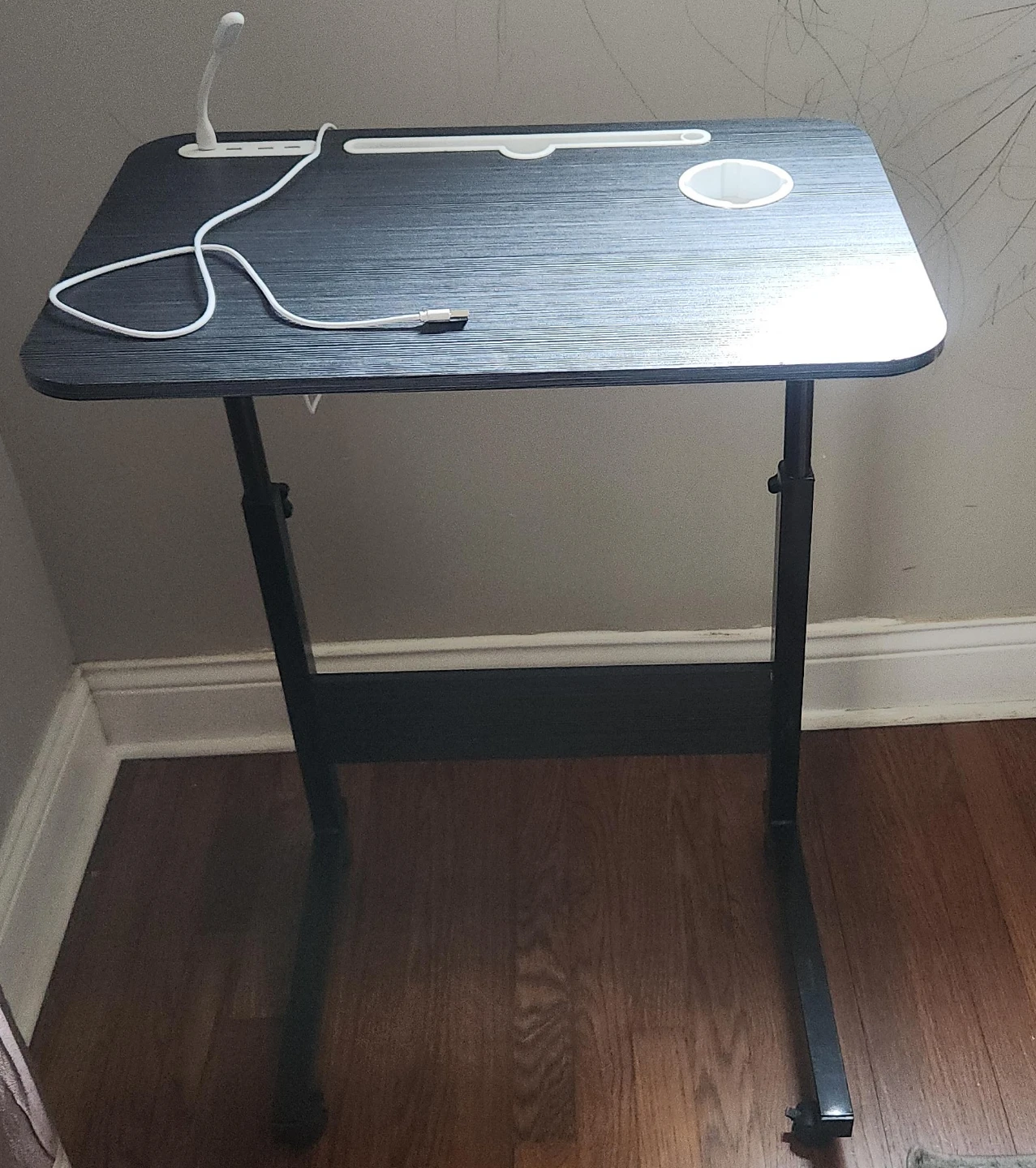 Adjustable Laptop Bed Table with LED Light and Cup Holder