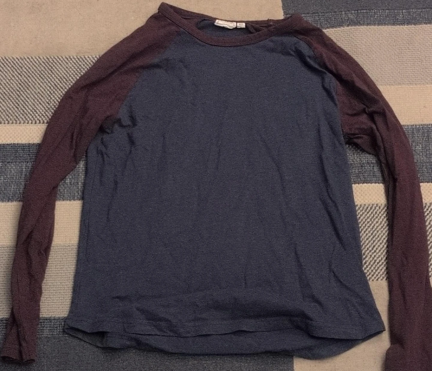 Navy & Burgundy Raglan Long Sleeve Shirt