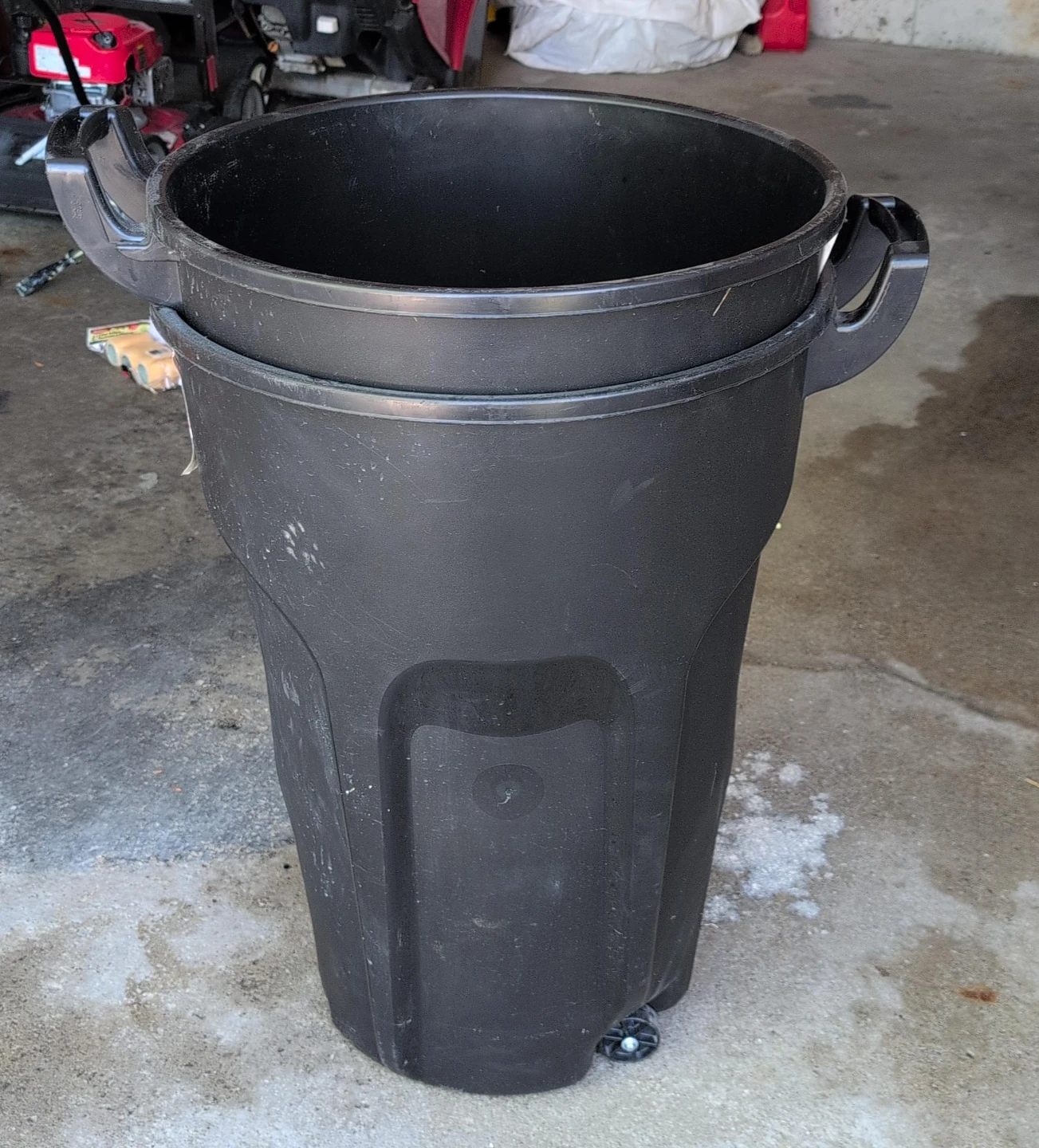 Black Rolling Trash Can no lids both $25