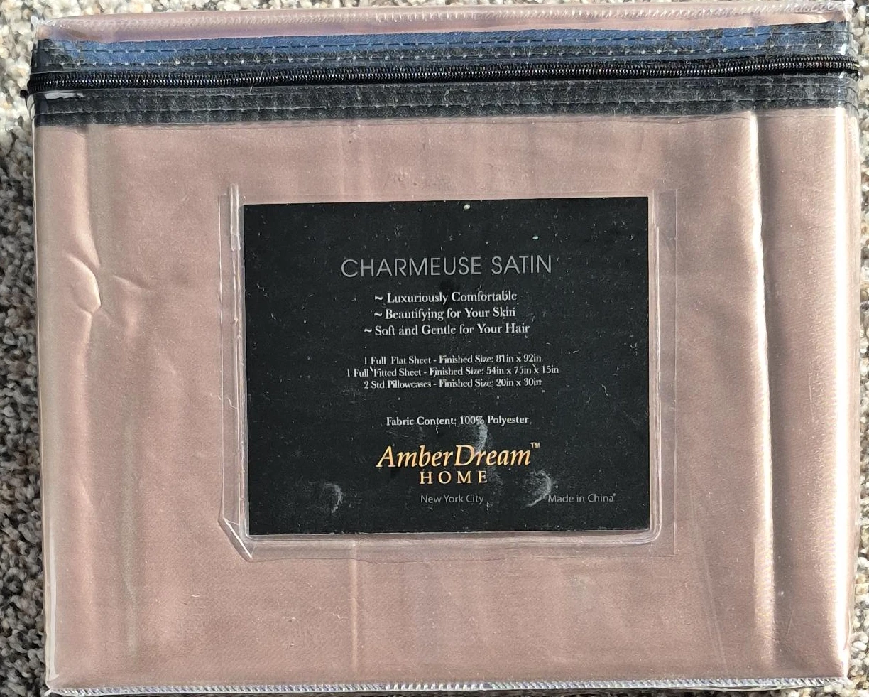 Amber Dream Home Charmeuse Satin Full Sheet Set